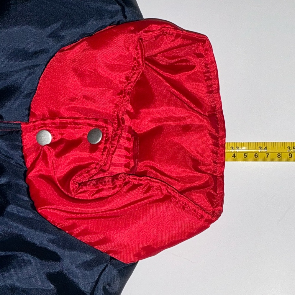 Red with Super Dark Midnight Blue & White Strips Puffy Vest Jacket - Picture 5 of 16